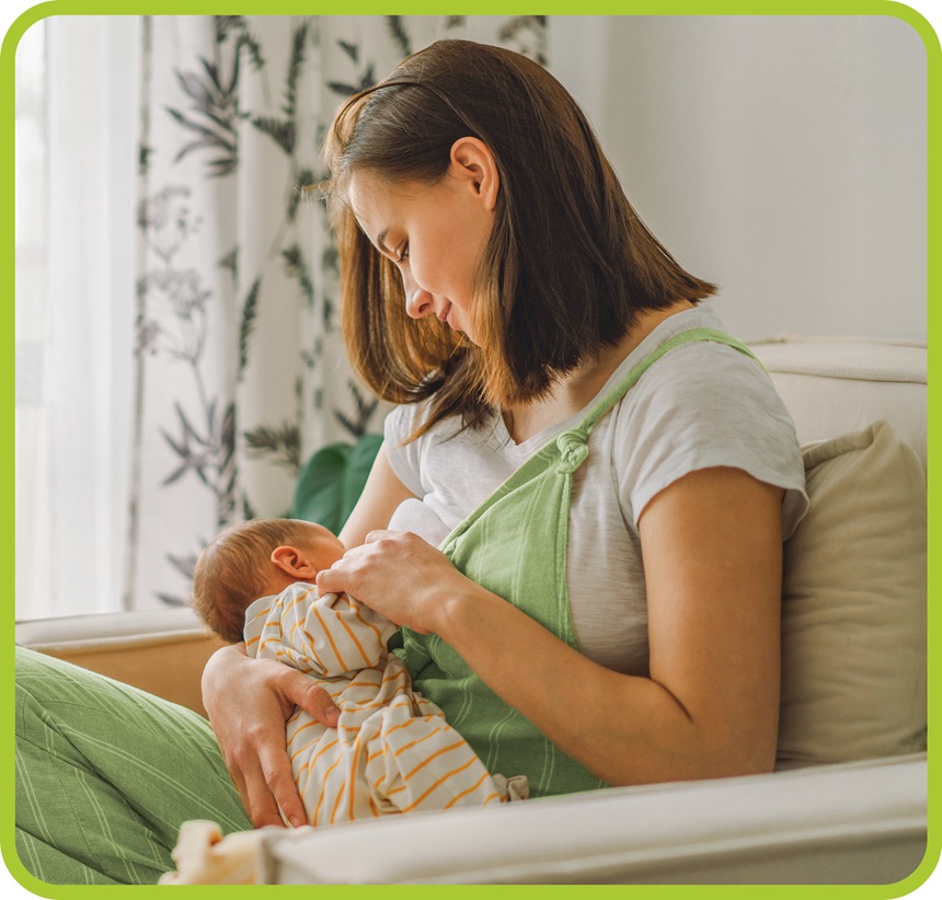 New mom holds her baby